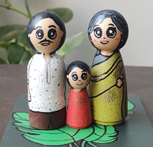 Small dolls on Coaster, family set